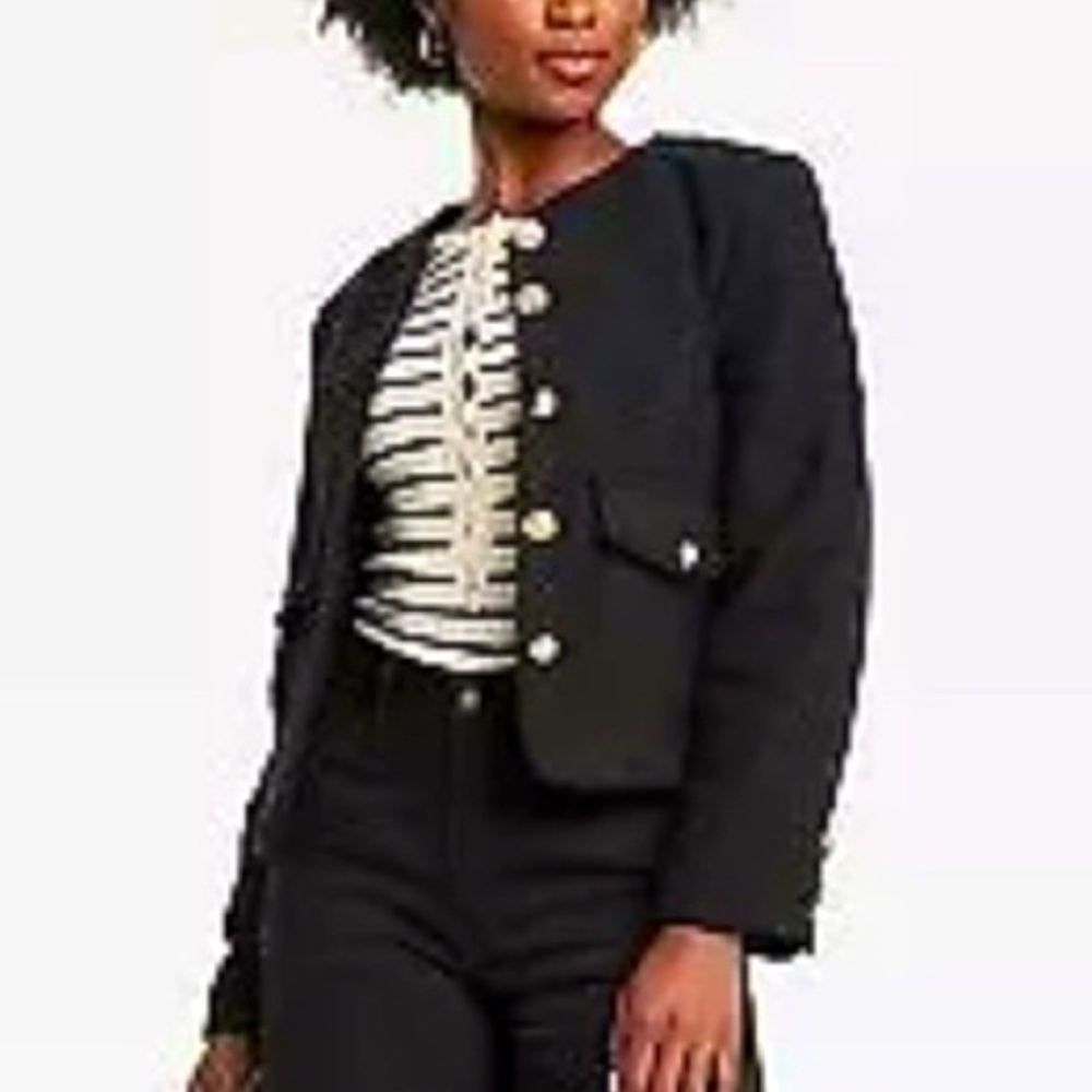 NWT Universal Thread Gold Button-Front Black Jacket Blazer Woven Tweed Style XS